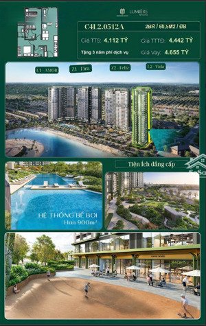 căn hộ 2pn hạng sang thượng lưu tại lumiere spring bay, giá chỉ 4,1 tỷ