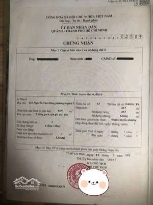 bán nhà chính chủ đời đầu để đi định cư 12/2 nguyễn văn đừng p6 q5 . 