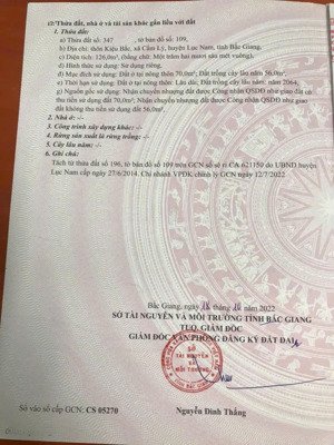 cần tiền bán gấp lô đất 126m2 chỉ với giá 285 triệu tại cẩm lý, lục nam