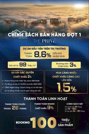 giá rẻ nhất chưa từng có, chỉ từ 99 triệu/m2 căn hộ hạng sang khu compound dự án the privé
