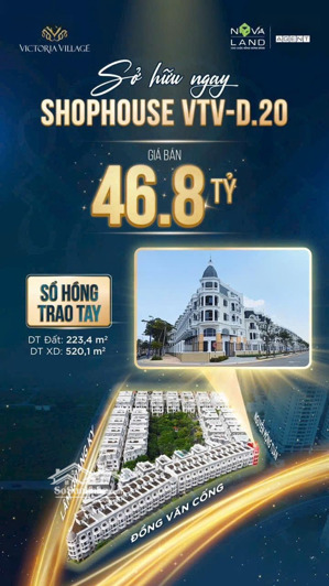 siêu phẩm shophouse victoria village sổ hồng trao tay