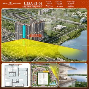 duy nhất căn 3pn2vs masteri lakeside tầng trung - hướng mát - view hồ - tiện ích trọn đời