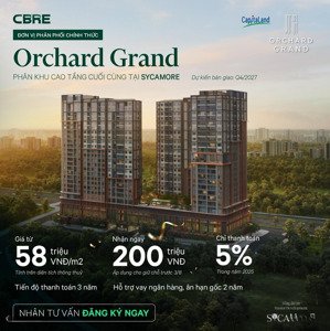 booking 2pn orchard grand view: 4.3 tỷ + tặng 200tr + ck tới 10%