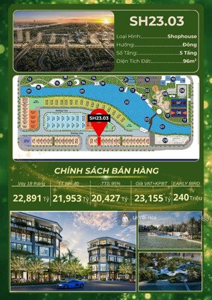 bán shophouse 2 mặt tiền view toà nhà trung tâm hành chính| 20,4 tỷ| 96m2 x 5 tầng| 