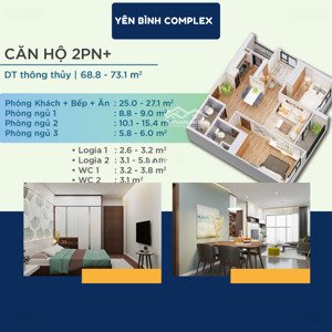sở hữu căn hộ góc 2 phòng ngủ 73.1 m² tại yên bình complex chỉ từ 599 triệu