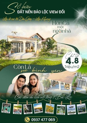 sở hữu đất full thổ cư - đã sổ đỏ bảo lộc, chỉ với 450 triệu