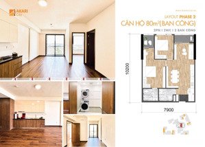 cho thuê căn hộ 80m2 - 2pn+2wc - chưa ai ở mới 100% - akari city giai đoạn 2 - miễn phí quản lý
