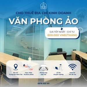 văn phòng ảo bình tân - chỉ 1000k/tháng - tặng bảng tên & tháng thuê