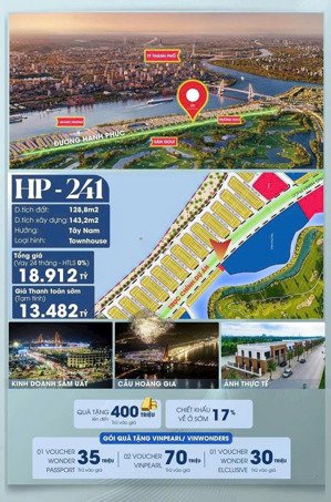 căn góc shophouse hp-241 cách vincom megamall 500m, cạnh trường học giá 13,4 tỷ