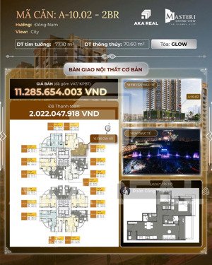 the global city đỗ xuân hợp q2, 2pn giá chỉ 11,5 tỷ do masterise home triển khai.