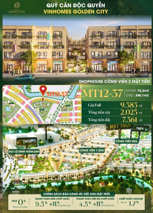 chỉ 2,2 tỷ sở hữu ngay căn shophouse mt12-37 view hồ, sau nhà công viên hiếm hoi ra hàng