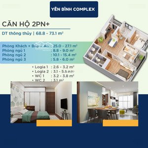 chỉ từ 599 triệu sở hữu căn hộ 2 phòng ngủ view hồ tại yên bình complex