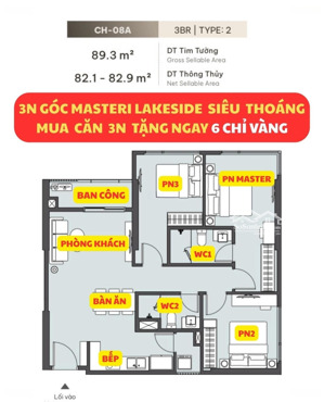 tặng 6 chỉ vàng khi mua căn 3n góc hướng mát cuối cùng lakeside. mua là lãi không mua là tiếc
