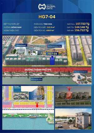 đơn lập hoàng gia 7 view thẳng công viên, hồ hoàng gia giá 144 tỷ, kí với vinhomes lh 