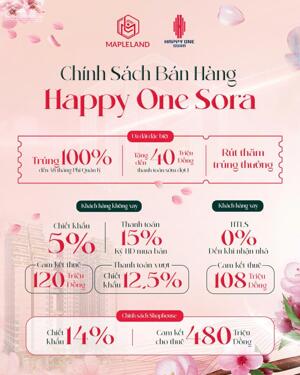 Happy One Sora 2PN 2WC 69m2. Giá F0 giai đoạn 1. Trực tiếp CDT, chiết khấu 17,5%