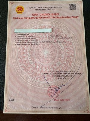 bán lô đất mặt tiền đường phú xương - p. vĩnh hải - tp. nha trang. (p. bắc nha trang). giá 7,2 tỷ