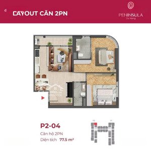 gía rẻ nhất 77,6m2 căn góc 2 phòng -2wc- ban công đông nam peninsula đà nẵng
