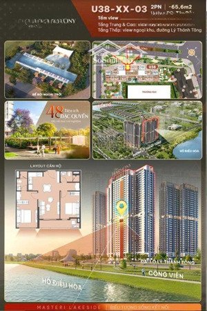 độc quyền căn 2pn trục 03 view hồ công viên gia lâm hot nhất tại masteri lakeside - giá chỉ 4,6 tỷ
