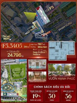 vào tên hđmb ch 4pn, 3wc, 118,7m2 tại sun feliza suites, phạm hùng, cầu giấy, 24,792 tỷ chưa ck