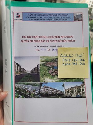 (chủ thật - giá thật) bán ô liền kề kđt thanh hà cienco 5, a2.4-lk9