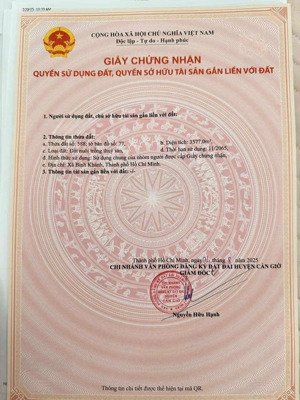 bán đất ntts đẹp tại xã bình khánh, cần giờ, 5,365 tỷ, 3577m2, mặt tiền 75m.