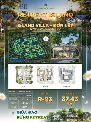 biệt thự đơn lập r-2x trục chính 30m2 retreat island kế bên dinh thự 4 mặt thoàng