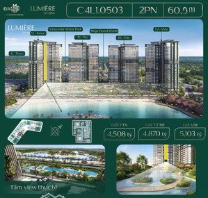 số lượng có hạn - ch 2pn 2wc tòa l1 view trực diện biển hồ, dt 60m2, hướng mát, giá chỉ từ 4tỷ508