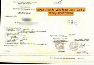 bán đất đấu giá kiến hưng - hà cầu - 51m2 - không lỗi lầm - hàng f0 - giá fo 12.x tỷ