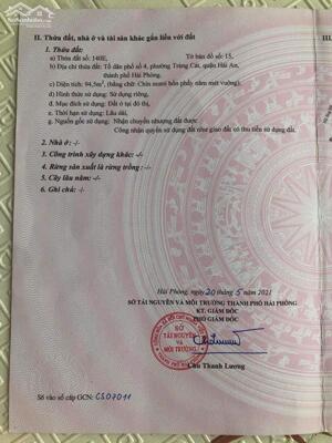 Bán đất mặt ngõ 28 Tràng Cát dt 94,5m2 đường nhựa 5m giá 30tr/m2.