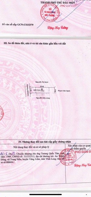 chủ cần tiền bán gấp lô đất phú hòa 1ti890, 5x22 đường xe hơi kdc an ninh.