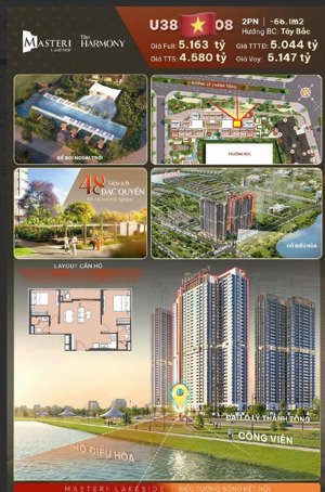 trực tiếp cđt, cực hiếm căn hộ 66m(2n 2w) the lakeside chỉ nhỉnh 4 tỷ đồng htls 0% 18t 