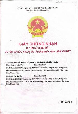 Chính chủ cần bán nhà 2 tầng ô tô đỗ cửa.địa chỉ cẩm sơn, cửa ông , quảng ninh