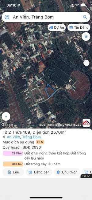 chủ tách bán 130m2 đất có sẵn thổ cư 850trieu ở gần tp biên hoà