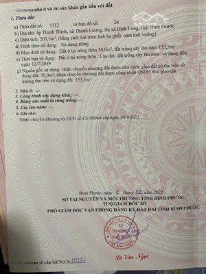 bán đất 203,5m² chính chủ thanh lương, bình long, bình phước