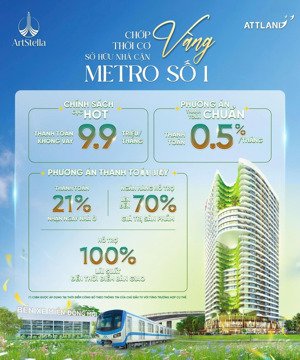 artstella căn hộ gần ga metro số 1, góp 9.9tr/tháng, bidv cho vay 5.5%/năm, ngay bến xe miền đông