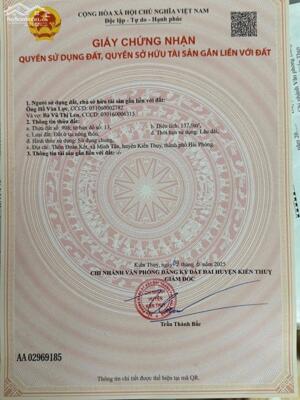 Bán đất Minh Tân - Kiến Thụy - Hải Phòng