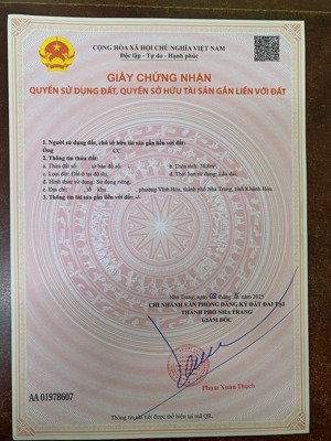 bán đất đường lê văn huân, phường vĩnh hoà, nha trang. dt: 74,8m2. gần biển. giá: 8 tỷ. sổ hồng odt