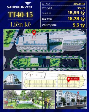 suất ngoại giao căn 75m2 tt40 khu đô thị văn phú có thương lượng, xây mới 5 tầng sau, nhà công viên