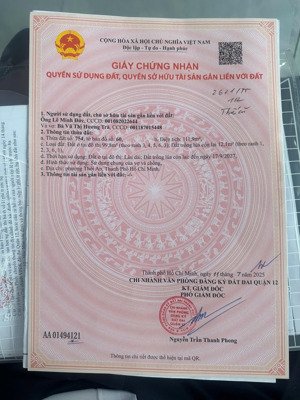 bán gấp 2 lô đất thạnh xuân 52 full thổ cư