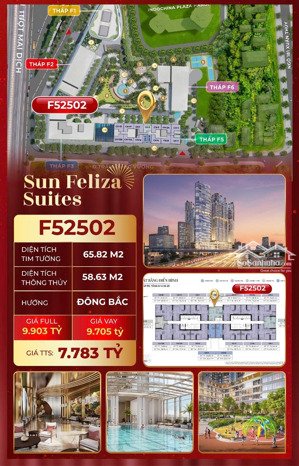 bán cc sun feliza suites căn f52502, phạm hùng, cầu giấy, hà nội, 58,63 m2