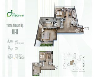 có hỗ trợ vay 0% lãi suất - bán căn hộ 2 ngủ 2 vệ sinh , dự án fibonan ecopark