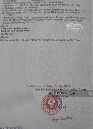 bán lô đất 5x27 full thổ mặt tiền nhựa trung tâm tân phú trung, củ chi