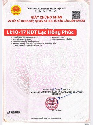 bán đất khu đô thị lạc hồng phúc, phố nối, nhân hòa, mỹ hào, hưng yên, giá cực chất, view đẹp