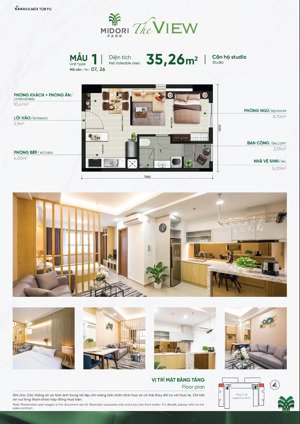 mở bán căn hộ dịch vụ the view, studio 35m2 đủ nội thất, giá 1,75 tỷ gồm thuế, cho thuê 9tr/tháng