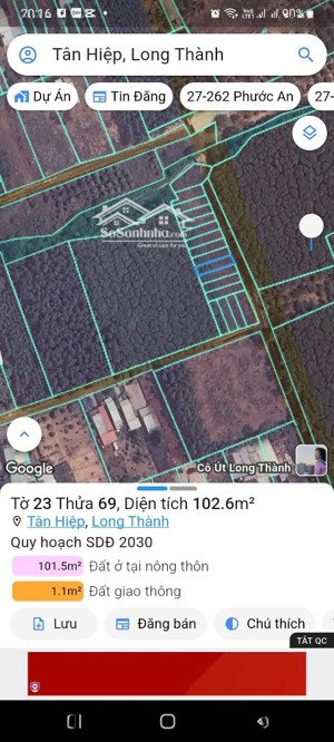 đất chính chủ, đường nhựa 1/ tân hiệp, long thành