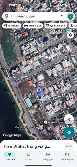 chính chủ bán lô kề góc đường lê hy cát, vị trí sát sông, nam việt á