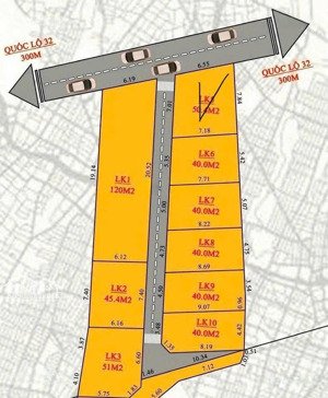 mở bán lô góc đức thượng, liên liên đường ô tô giá 6,x tỷ- dt 50,4m2(2 thoáng),gần ql32, vành đai 4