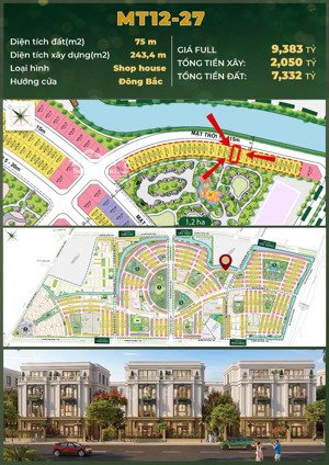 siêu phẩm shophouse mt12 mặt tiền sông, công viên sau nhà, giá tốt 8,5 tỷ