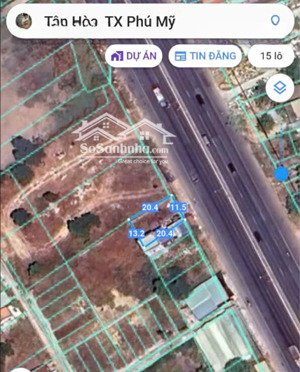 bán đất mặt tiền quốc lộ 51 tân hòa, tx phú mỹ, brvt