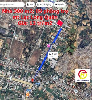 mặt tiền đường lạc long quân: bán đất tặng dãy trọ 9 phòng; gần ngã 4 thương tín